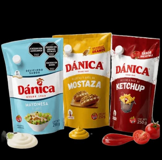 Envases de ketchup, mayonesa y mostaza