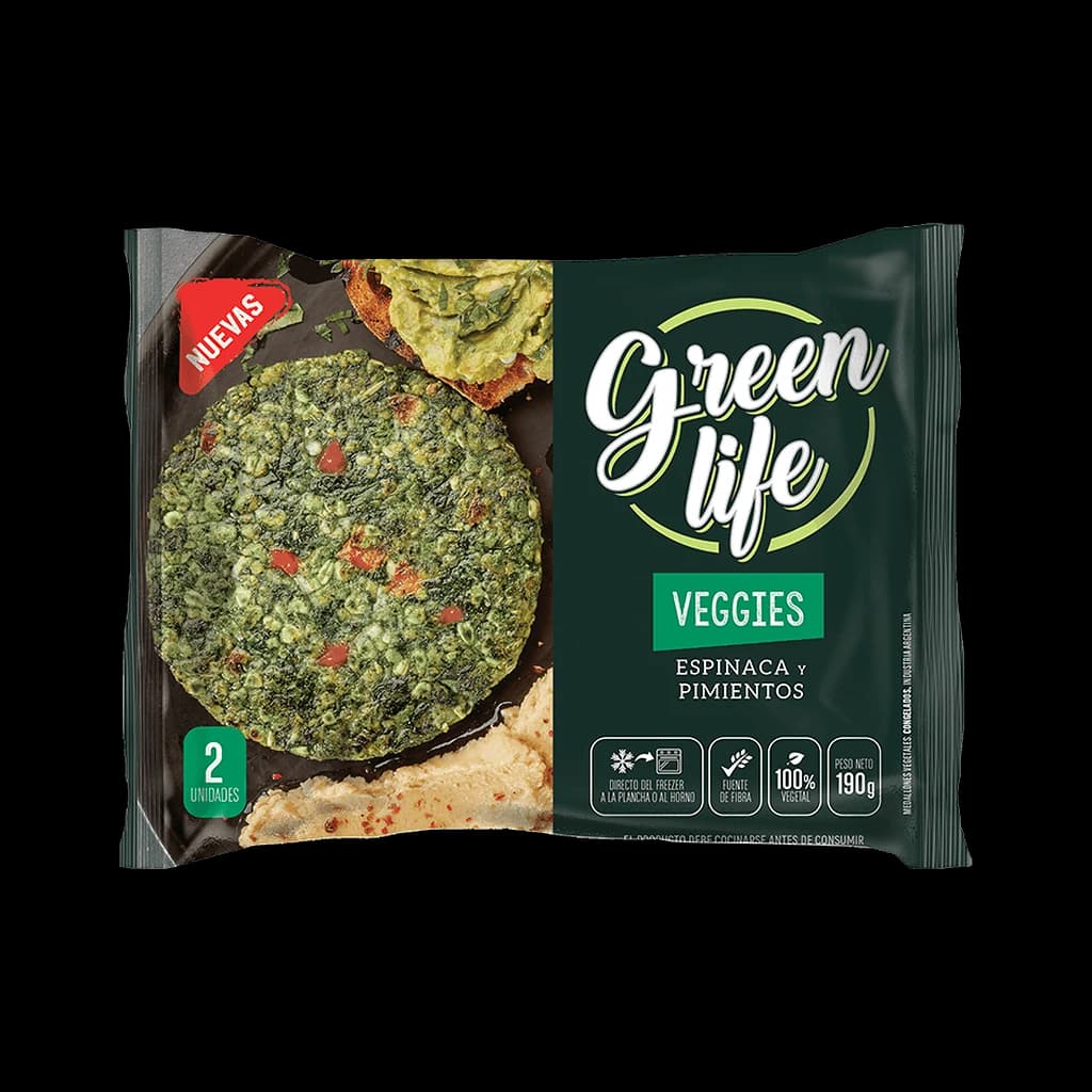Green Life Veggies Espinaca y Pimientos - 190 g