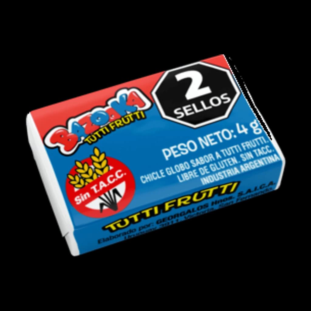 Bazooka Tutti Frutti - 4 g, 80 unidades · Display