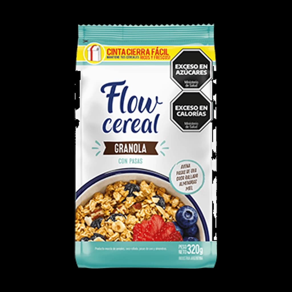 Flow Cereal Granola con Pasas - 320 g, 20 unidades