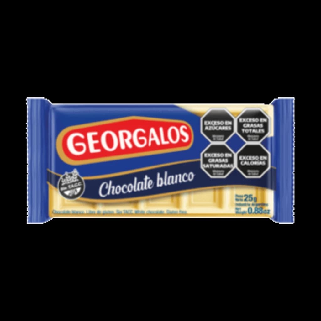 Georgalos Chocolate Blanco - 25 g, 24 unidades · Display