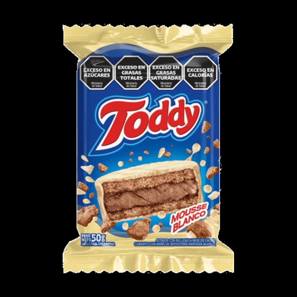 Toddy Alfajor Blanco Mousse - 50 g, 24 unidades