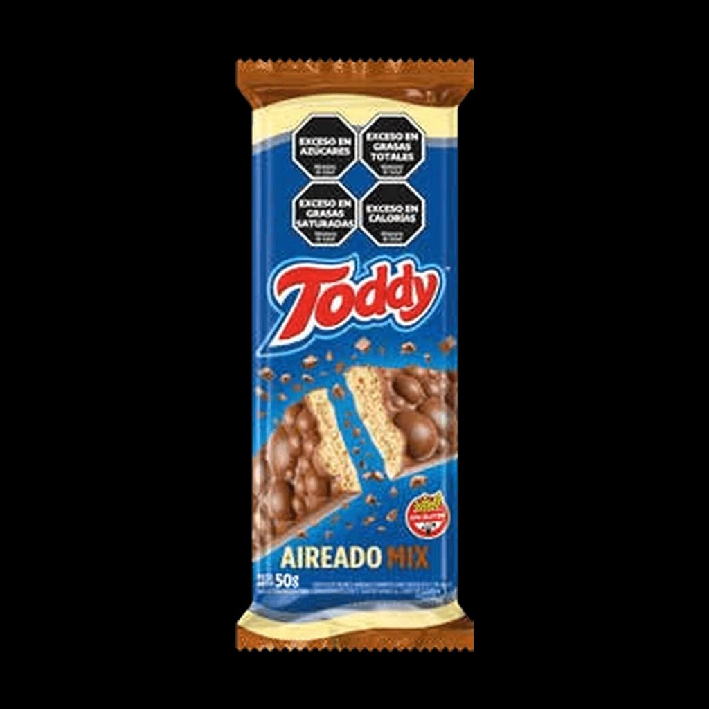 Toddy Chocolate Aireado Combinado - 50 g, 10 unidades · Display