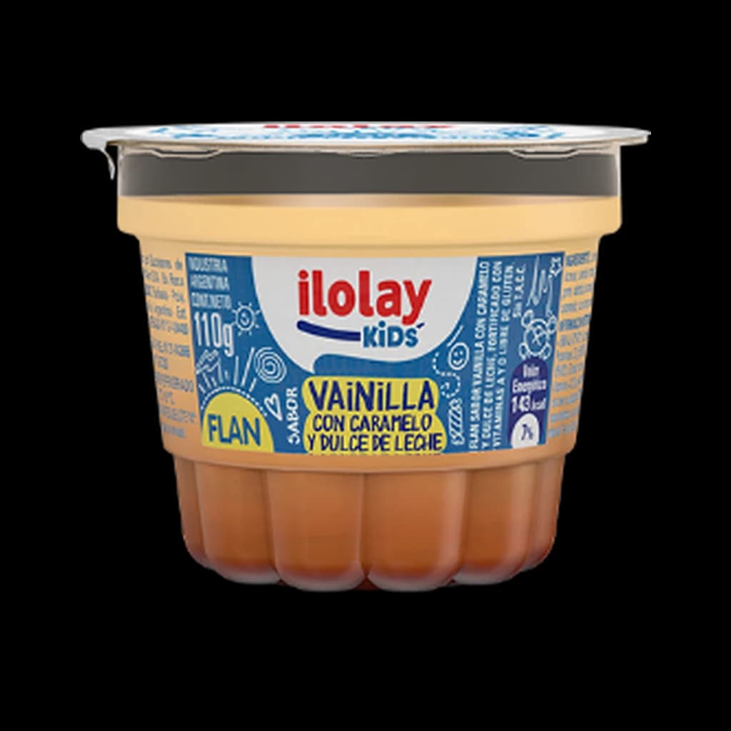 Ilolay Flan Kids Vainilla con Caramelo y Dulce de Leche - 110 g