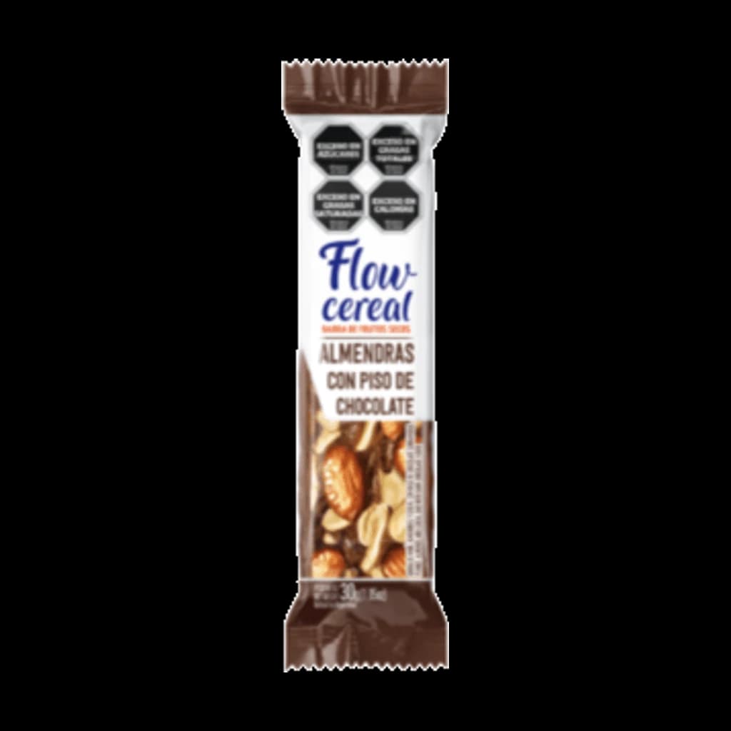 Flow Cereal Almendras Enteras con piso de Chocolate - 30 g, 20 unidades · Display