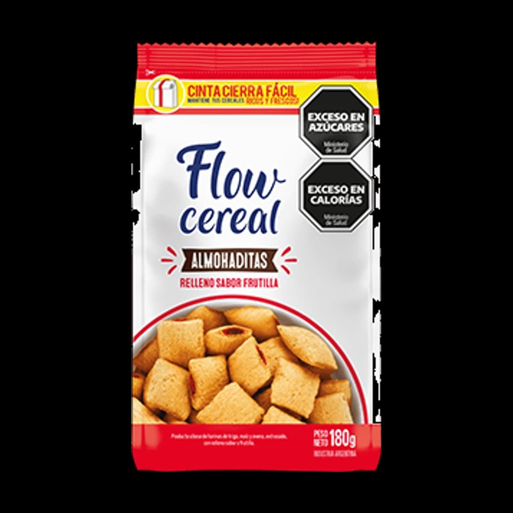 Flow Cereal Almohaditas rellenas sabor Frutilla - 180 g, 32 unidades
