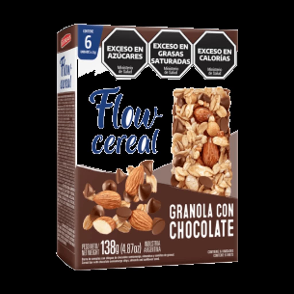 Flow Cereal Granola con Chocolate - 23 g, 6 unidades · Estuche