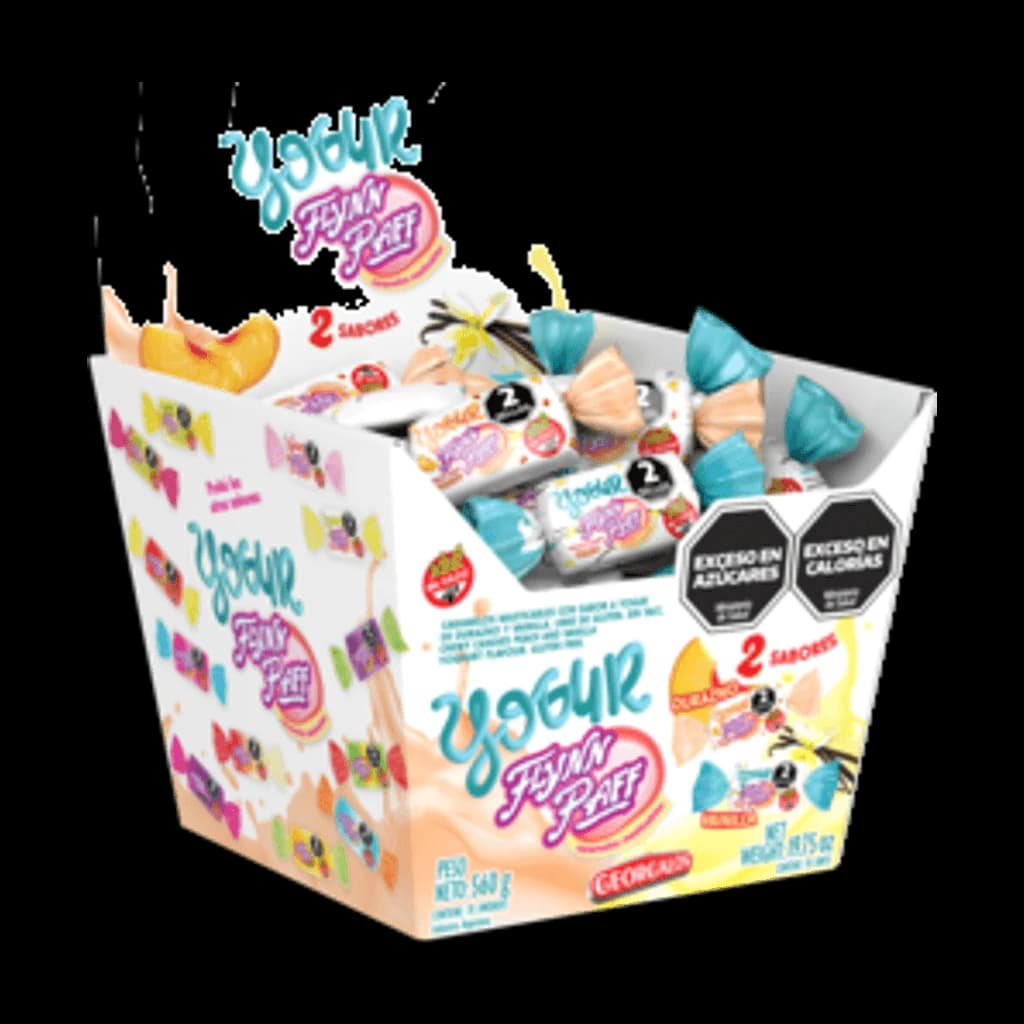 Flynn Paff Mix Yogur Durazno y Vainilla - 8 g, 70 unidades · Display