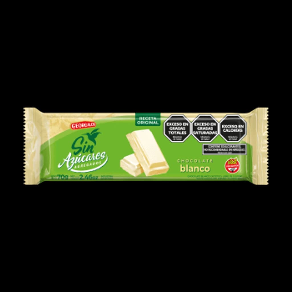 Georgalos Sin Azúcares Chocolate Blanco - 70 g, 10 unidades · Display