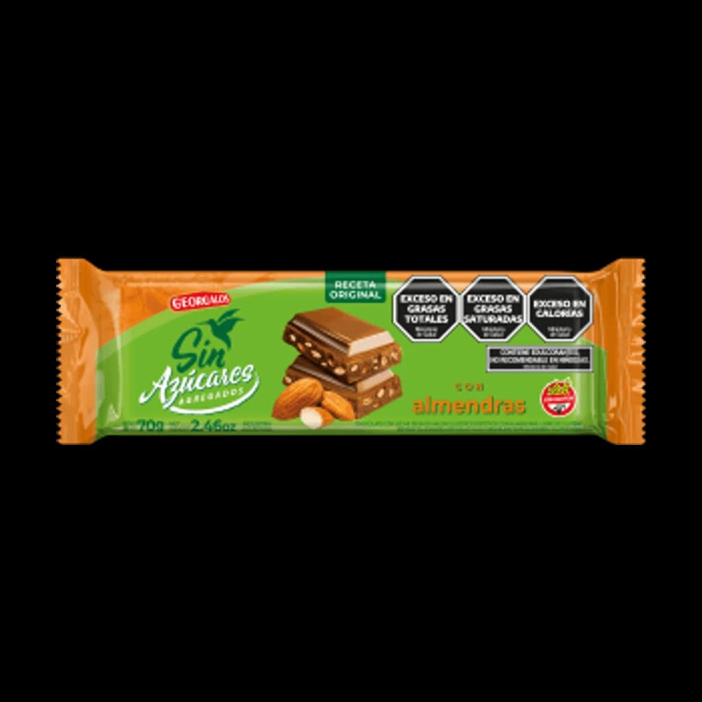 Georgalos Sin Azúcares Chocolate con Almendras - 70 g, 10 unidades · Display