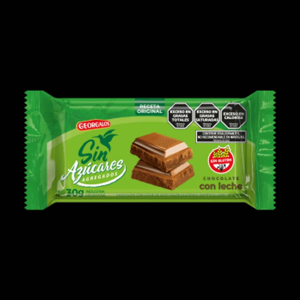 Georgalos Sin Azúcares Chocolate con Leche - 30 g, 12 unidades · Display