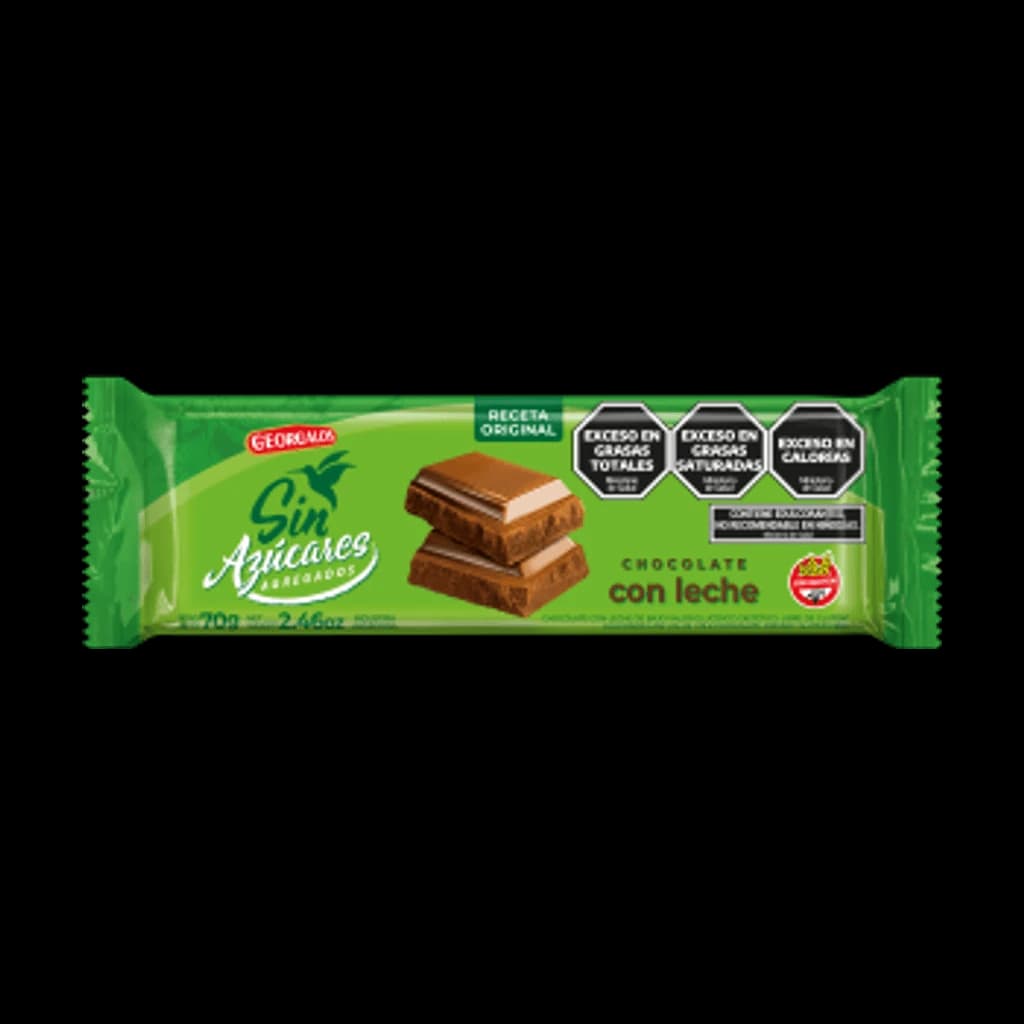 Georgalos Sin Azúcares Chocolate con Leche - 70 g, 10 unidades · Display
